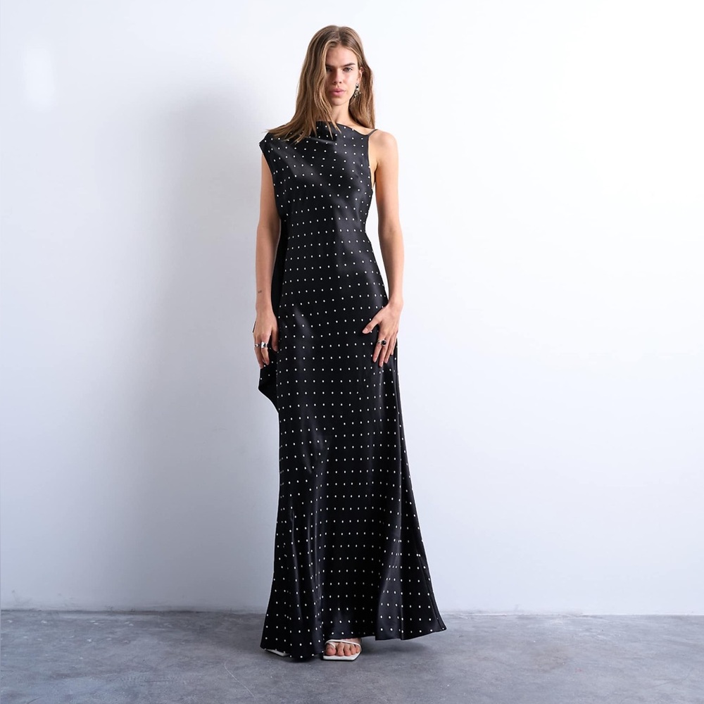 Topshop Ruched Side Midi Dress with Drape Back Detail